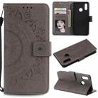 For Huawei P20 Lite Totem Flower Embossed Horizontal Flip TPU + PU Leather Case with Holder & Card Slots & Wallet(Grey) - 1