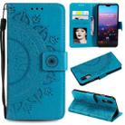 For Huawei P20 Totem Flower Embossed Horizontal Flip TPU + PU Leather Case with Holder & Card Slots & Wallet(Blue) - 1
