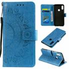 For Huawei Y6 (2019) Totem Flower Embossed Horizontal Flip TPU + PU Leather Case with Holder & Card Slots & Wallet(Blue) - 1