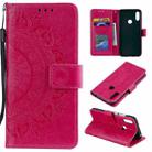 For Huawei Y6 (2019) Totem Flower Embossed Horizontal Flip TPU + PU Leather Case with Holder & Card Slots & Wallet(Red) - 1