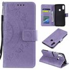 For Huawei Y6 (2019) Totem Flower Embossed Horizontal Flip TPU + PU Leather Case with Holder & Card Slots & Wallet(Purple) - 1