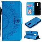 For Huawei Mate 20 Lite Totem Flower Embossed Horizontal Flip TPU + PU Leather Case with Holder & Card Slots & Wallet(Blue) - 1