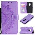 For Huawei Mate 20 Totem Flower Embossed Horizontal Flip TPU + PU Leather Case with Holder & Card Slots & Wallet(Purple) - 1