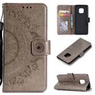 For Huawei Mate 20 Pro Totem Flower Embossed Horizontal Flip TPU + PU Leather Case with Holder & Card Slots & Wallet(Grey) - 1