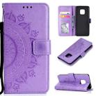 For Huawei Mate 20 Pro Totem Flower Embossed Horizontal Flip TPU + PU Leather Case with Holder & Card Slots & Wallet(Purple) - 1