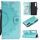 For Huawei P30 Totem Flower Embossed Horizontal Flip TPU + PU Leather Case with Holder & Card Slots & Wallet(Green) - 1