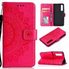 For Huawei P30 Totem Flower Embossed Horizontal Flip TPU + PU Leather Case with Holder & Card Slots & Wallet(Red) - 1