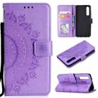 For Huawei P30 Totem Flower Embossed Horizontal Flip TPU + PU Leather Case with Holder & Card Slots & Wallet(Purple) - 1