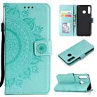 For Huawei P30 Lite Totem Flower Embossed Horizontal Flip TPU + PU Leather Case with Holder & Card Slots & Wallet(Green) - 1