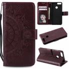 For Huawei P smart Totem Flower Embossed Horizontal Flip TPU + PU Leather Case with Holder & Card Slots & Wallet(Brown) - 1
