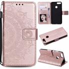 For Huawei P smart Totem Flower Embossed Horizontal Flip TPU + PU Leather Case with Holder & Card Slots & Wallet(Rose Gold) - 1