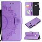 For Huawei Y7 (2019) Totem Flower Embossed Horizontal Flip TPU + PU Leather Case with Holder & Card Slots & Wallet(Purple) - 1