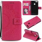 For Huawei Honor 9 Lite Totem Flower Embossed Horizontal Flip TPU + PU Leather Case with Holder & Card Slots & Wallet(Red) - 1
