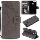 For Huawei Honor 9 Lite Totem Flower Embossed Horizontal Flip TPU + PU Leather Case with Holder & Card Slots & Wallet(Grey) - 1