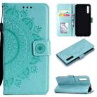 For Huawei Honor 9X Totem Flower Embossed Horizontal Flip TPU + PU Leather Case with Holder & Card Slots & Wallet(Green) - 1