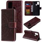 For Huawei Honor 9X Lite Totem Flower Embossed Horizontal Flip TPU + PU Leather Case with Holder & Card Slots & Wallet(Brown) - 1