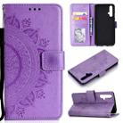 For Huawei Honor 20 Totem Flower Embossed Horizontal Flip TPU + PU Leather Case with Holder & Card Slots & Wallet(Purple) - 1