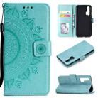 For Huawei Honor 20 Pro Totem Flower Embossed Horizontal Flip TPU + PU Leather Case with Holder & Card Slots & Wallet(Green) - 1