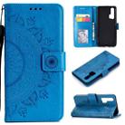 For Huawei Honor 20 Pro Totem Flower Embossed Horizontal Flip TPU + PU Leather Case with Holder & Card Slots & Wallet(Blue) - 1