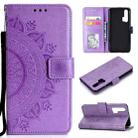 For Huawei Honor 20 Pro Totem Flower Embossed Horizontal Flip TPU + PU Leather Case with Holder & Card Slots & Wallet(Purple) - 1