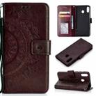 For Huawei Y6p Totem Flower Embossed Horizontal Flip TPU + PU Leather Case with Holder & Card Slots & Wallet(Brown) - 1