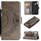 For Huawei Y6p Totem Flower Embossed Horizontal Flip TPU + PU Leather Case with Holder & Card Slots & Wallet(Grey) - 1