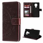 For Nokia 3.4 Totem Flower Embossed Horizontal Flip TPU + PU Leather Case with Holder & Card Slots & Wallet(Brown) - 1