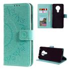 For Nokia 5.3 Totem Flower Embossed Horizontal Flip TPU + PU Leather Case with Holder & Card Slots & Wallet(Green) - 1