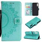 For Sony Xperia 10 II Totem Flower Embossed Horizontal Flip TPU + PU Leather Case with Holder & Card Slots & Wallet(Green) - 1