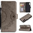 For Sony Xperia 10 II Totem Flower Embossed Horizontal Flip TPU + PU Leather Case with Holder & Card Slots & Wallet(Grey) - 1