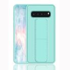 For Galaxy S10 Shockproof PC + TPU Protective Case with Wristband & Holder(Green) - 1