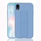 For iPhone XR Shockproof PC + TPU Protective Case with Wristband & Holder(Blue) - 1