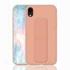 For iPhone XR Shockproof PC + TPU Protective Case with Wristband & Holder(Rose Gold) - 1