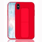 For iPhone XS Shockproof PC + TPU Protective Case with Wristband & Holder(Red) - 1