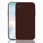 For iPhone XS Shockproof PC + TPU Protective Case with Wristband & Holder(Coffee) - 1