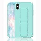 For iPhone XS Shockproof PC + TPU Protective Case with Wristband & Holder(Green) - 1