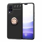 For vivo S9 Metal Ring Holder 360 Degree Rotating TPU Case(Black+Rose Gold) - 1