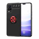 For vivo S9 Metal Ring Holder 360 Degree Rotating TPU Case(Black+Red) - 1