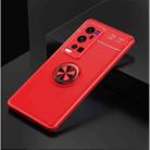 For vivo X60 Pro Plus Metal Ring Holder 360 Degree Rotating TPU Case(Red+Red) - 2
