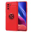For Xiaomi Redmi K40 Metal Ring Holder 360 Degree Rotating TPU Case(Red+Red) - 1