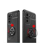For Xiaomi Redmi K40 Metal Ring Holder 360 Degree Rotating TPU Case(Black+Red) - 4