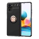 For Xiaomi Redmi Note 10 Metal Ring Holder 360 Degree Rotating TPU Case(Black+Rose Gold) - 1
