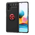For Xiaomi Redmi Note 10 Metal Ring Holder 360 Degree Rotating TPU Case(Black+Red) - 1