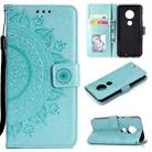 For Motorola Moto G7 Totem Flower Embossed Horizontal Flip TPU + PU Leather Case with Holder & Card Slots & Wallet(Green) - 1