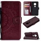 For Motorola Moto G7 Totem Flower Embossed Horizontal Flip TPU + PU Leather Case with Holder & Card Slots & Wallet(Brown) - 1