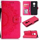 For Motorola Moto G7 Totem Flower Embossed Horizontal Flip TPU + PU Leather Case with Holder & Card Slots & Wallet(Red) - 1