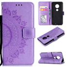 For Motorola Moto G7 Totem Flower Embossed Horizontal Flip TPU + PU Leather Case with Holder & Card Slots & Wallet(Purple) - 1