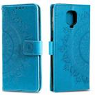 For Motorola Moto G9 Play Totem Flower Embossed Horizontal Flip TPU + PU Leather Case with Holder & Card Slots & Wallet(Blue) - 1