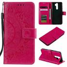 For Xiaomi Redmi 9 Totem Flower Embossed Horizontal Flip TPU + PU Leather Case with Holder & Card Slots & Wallet(Red) - 1