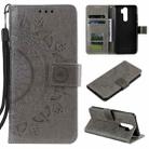 For Xiaomi Redmi 9 Totem Flower Embossed Horizontal Flip TPU + PU Leather Case with Holder & Card Slots & Wallet(Grey) - 1